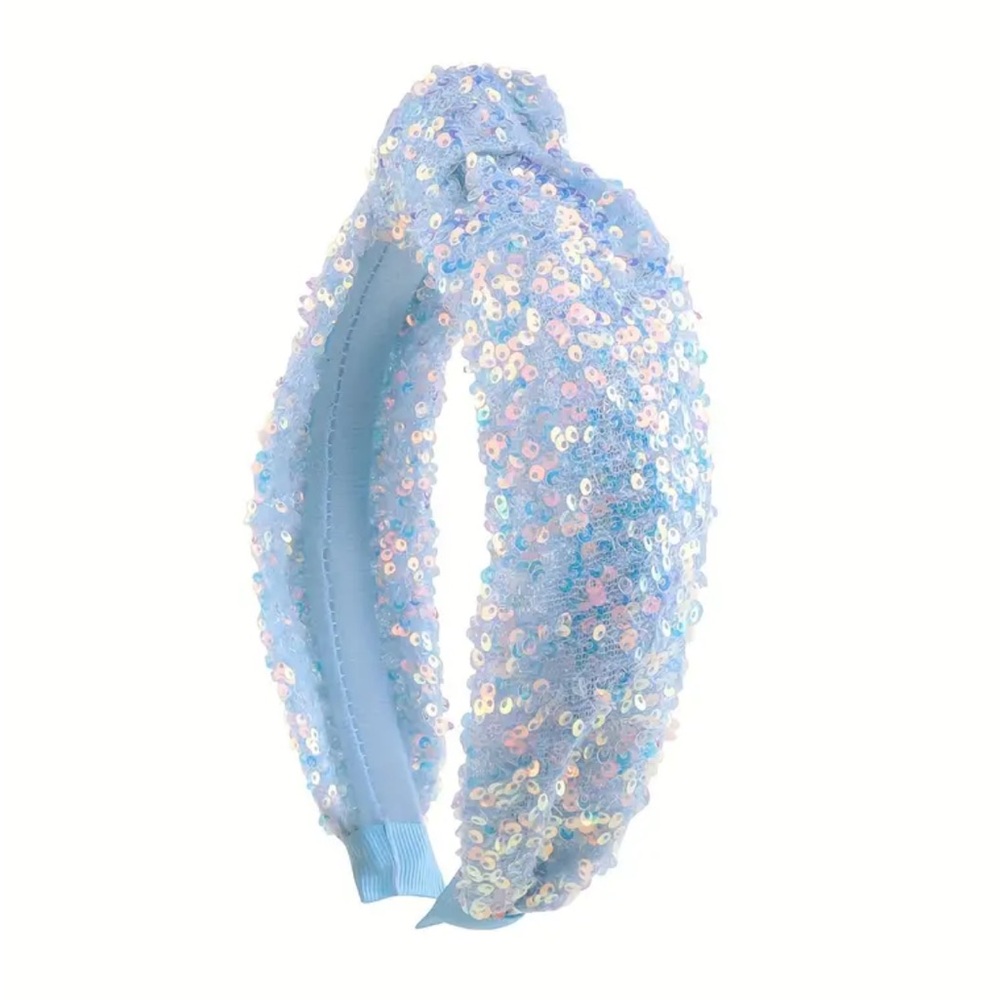 Blue Sequin Knotted Headband - Picture 1 of 5